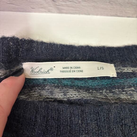 Woolrich Bateau Fair Isle Sheep Print Mohair Wool Blend Sweater Large F0117 - Picture 6 of 8